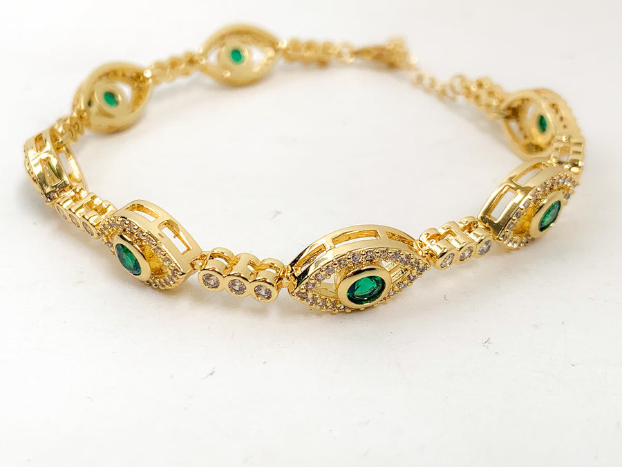 Emerald Evil Eye Diamond Bracelet