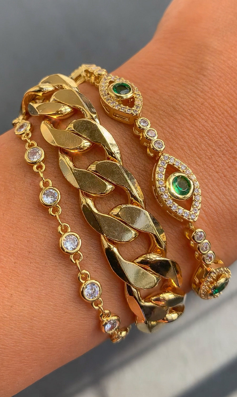 Emerald Evil Eye Diamond Bracelet