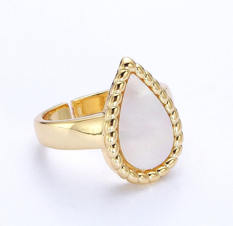 Twisted Shell Tear Drop Ring