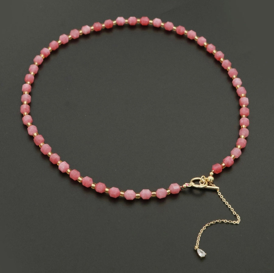 Crystal Stone Bead - Pink Rhodochrosite